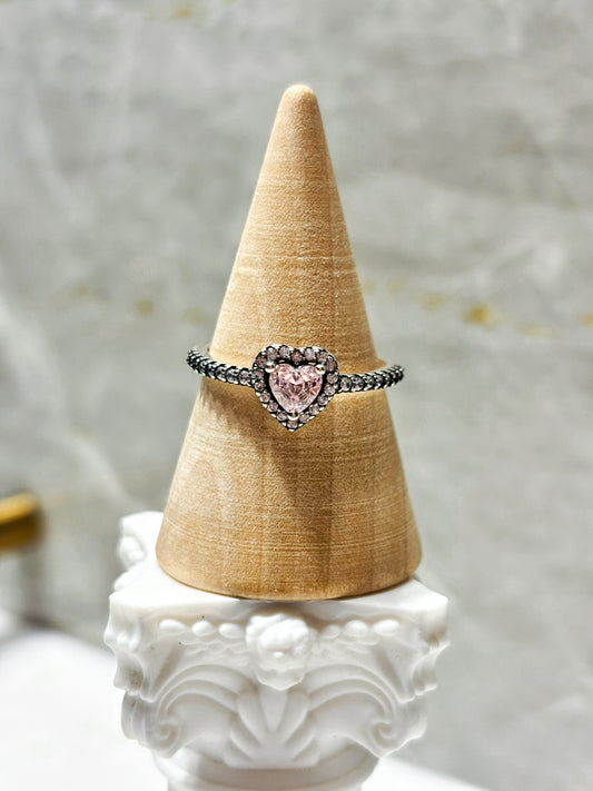 Anillo princesa corazón rosado