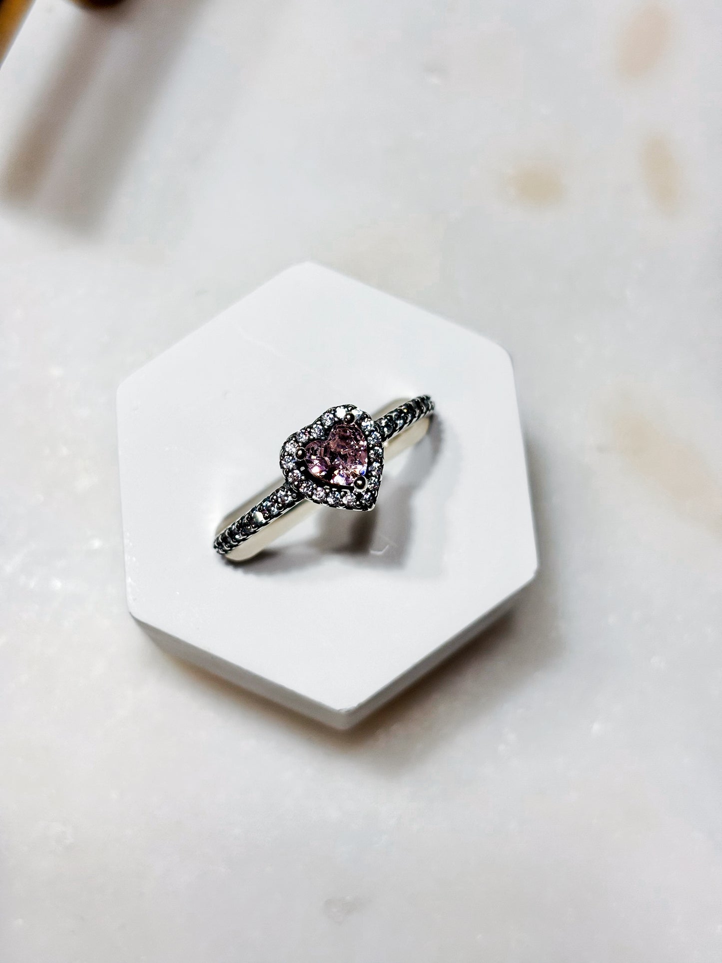 Anillo princesa corazón rosado
