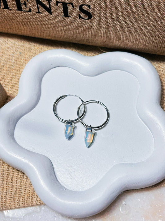 Aros argolla con piedra luna
