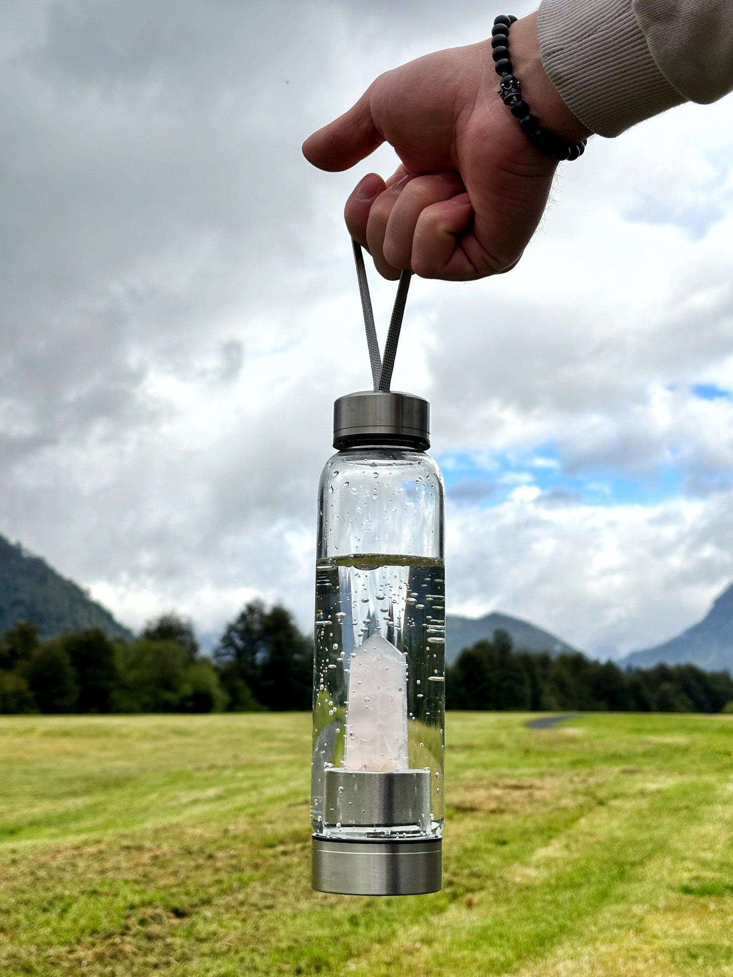 Botella vidrio con cuarzo