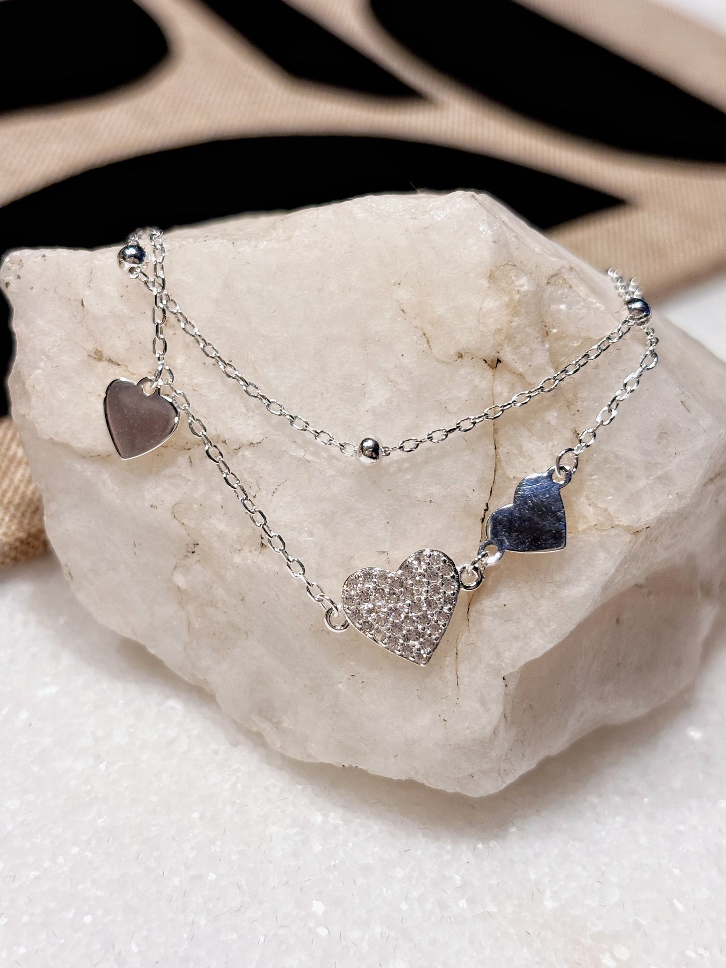 Pulsera doble corazón