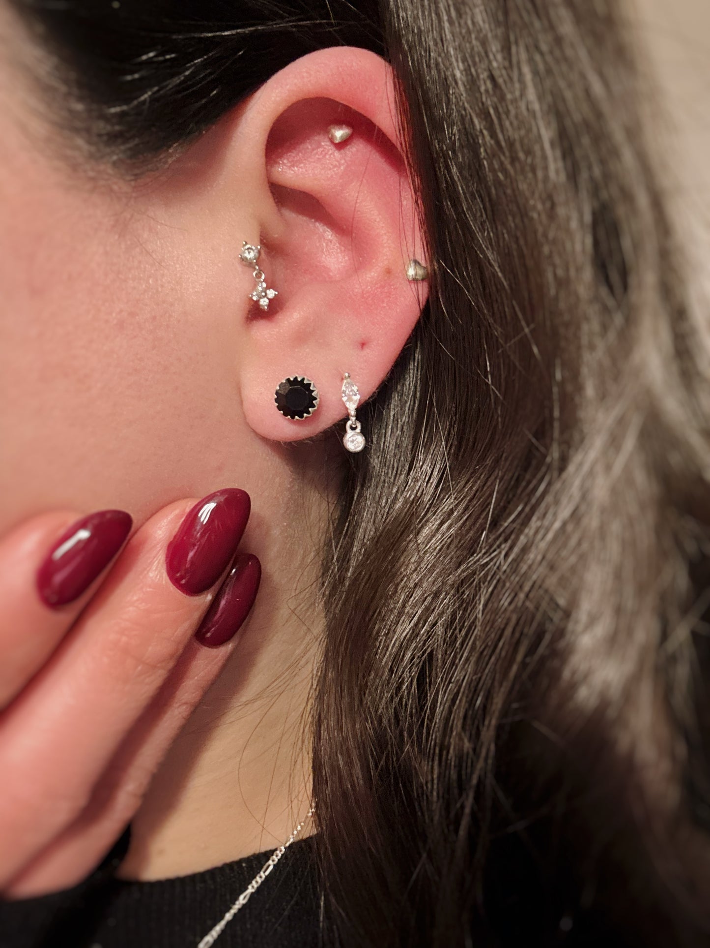 Aros circón Swarovski negro