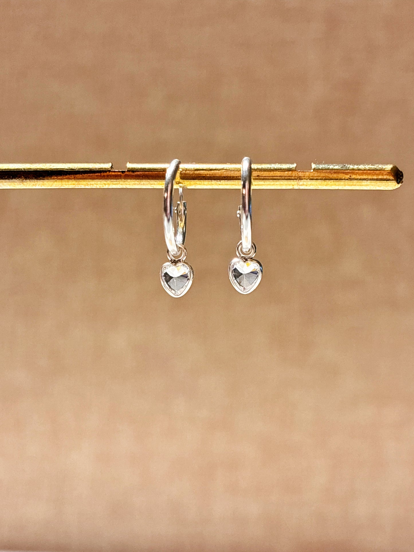 Aros argolla circón corazón