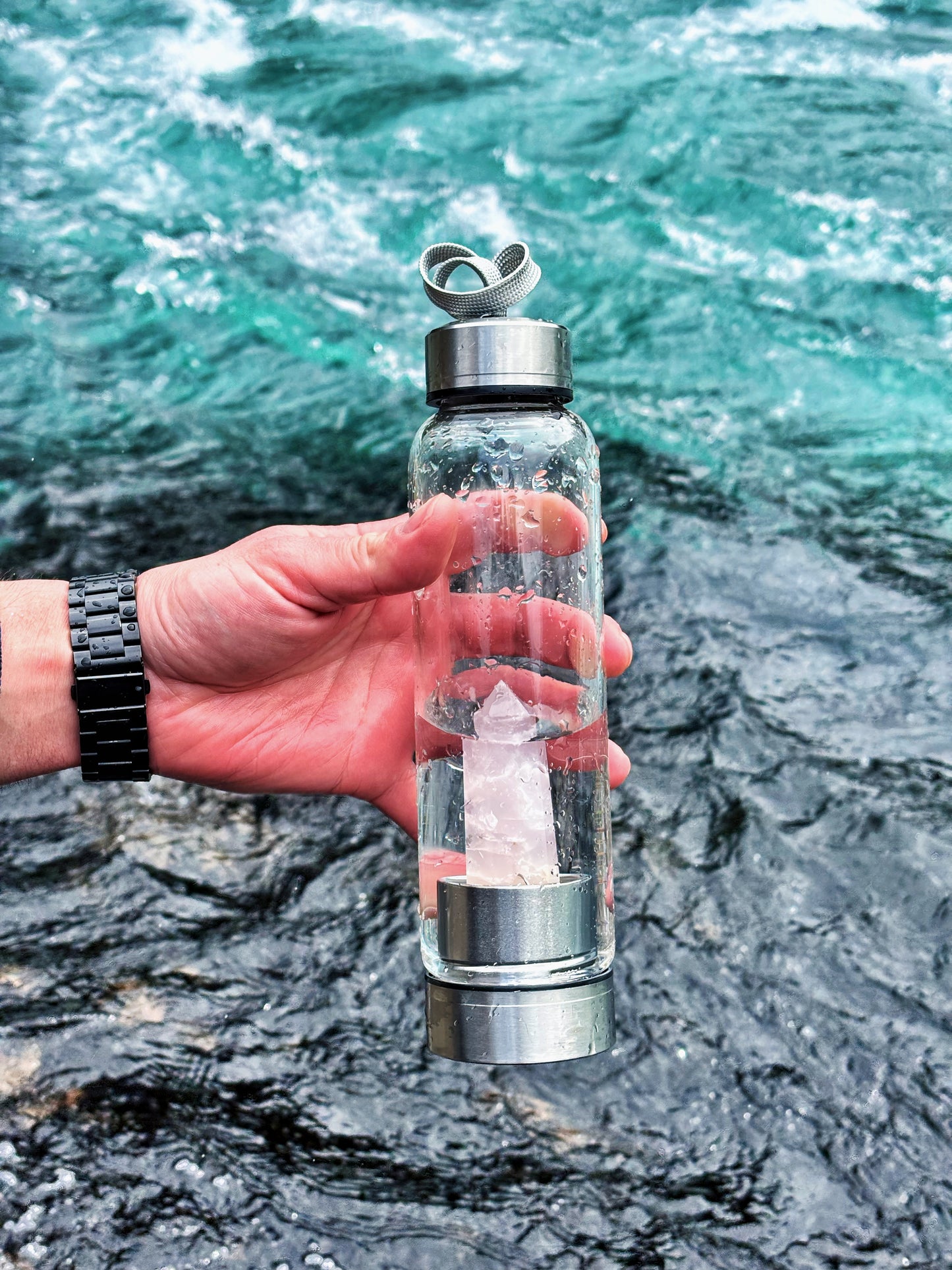 Botella vidrio con cuarzo