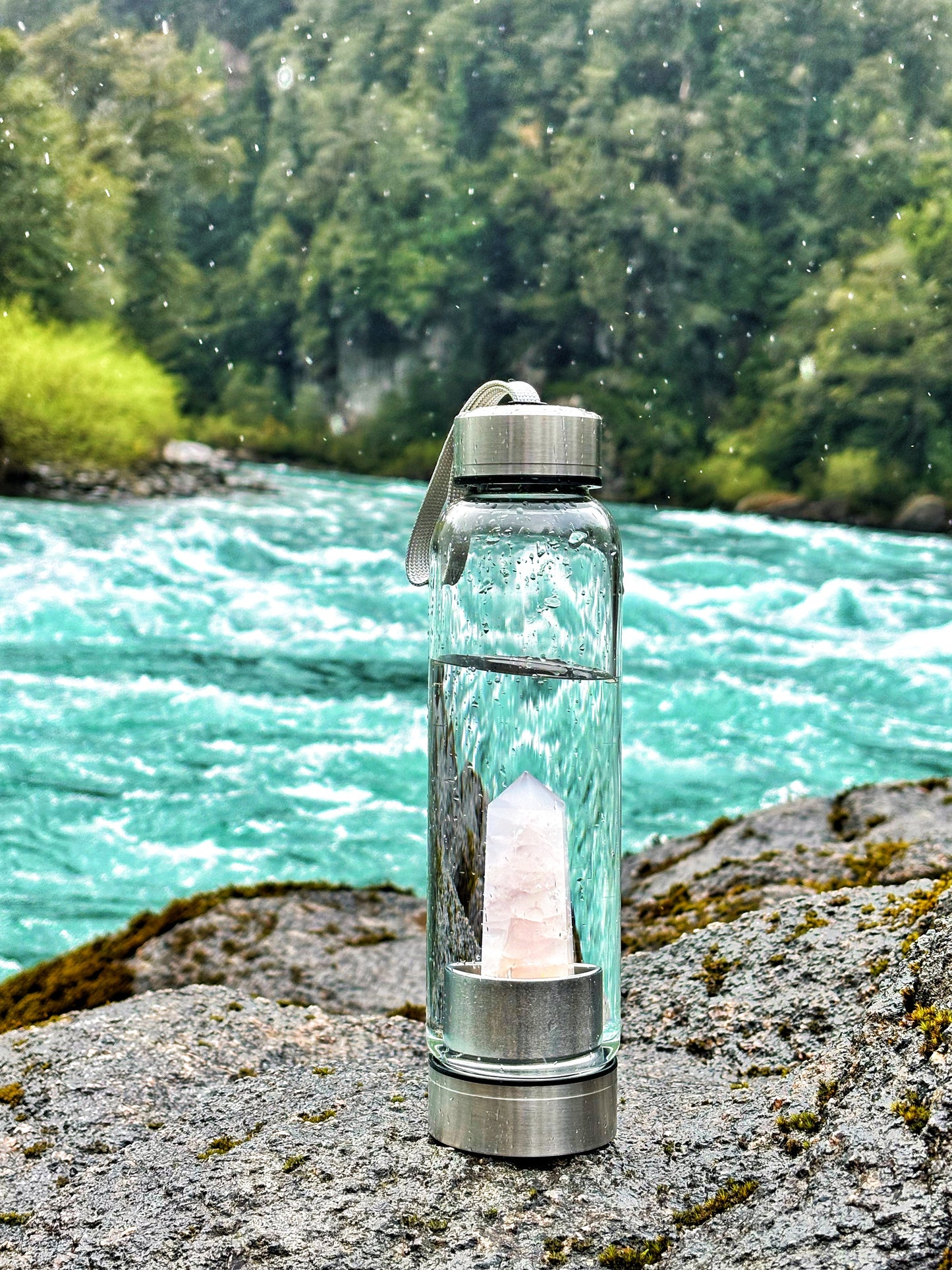Botella vidrio con cuarzo