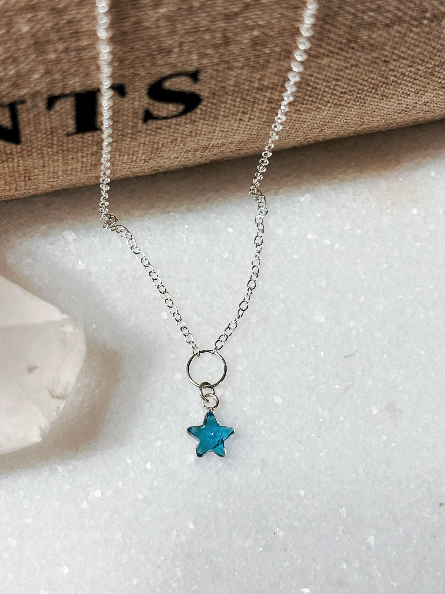 Collar choker estrella circón zafiro