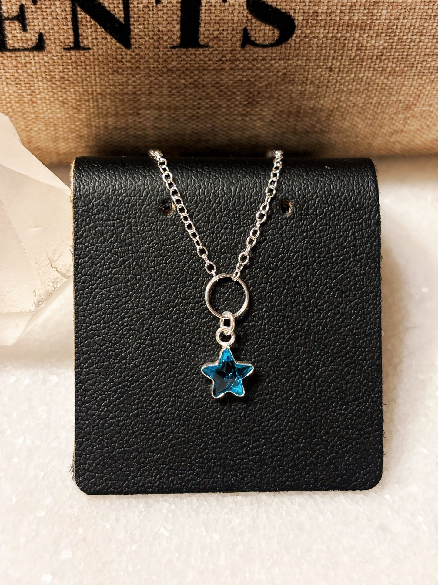 Collar choker estrella circón zafiro