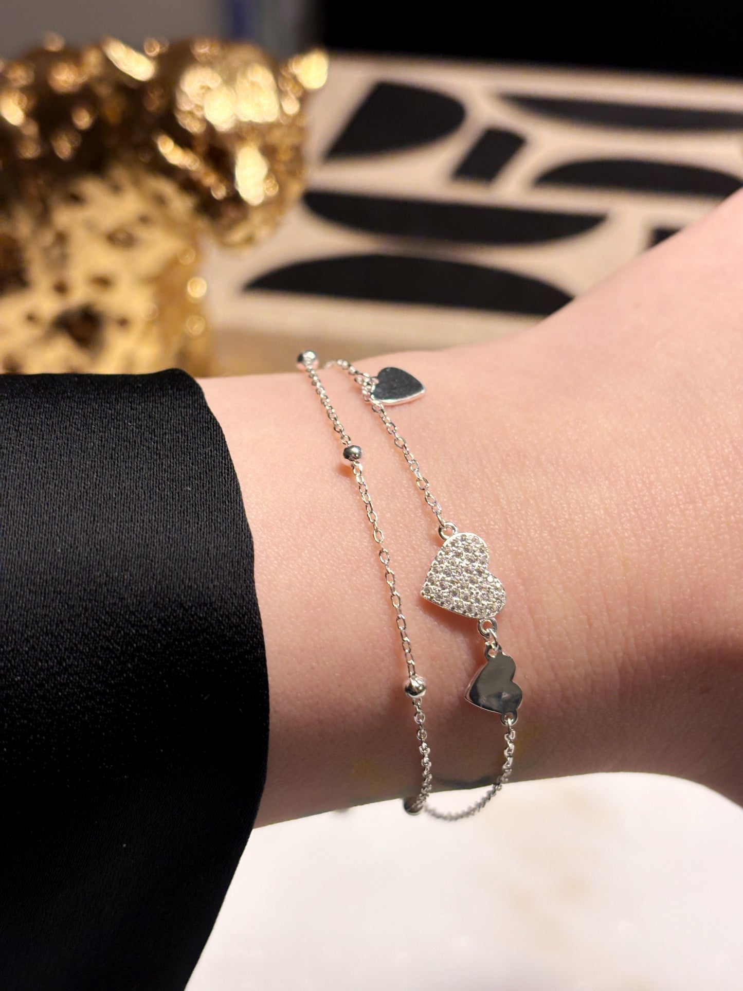 Pulsera doble corazón