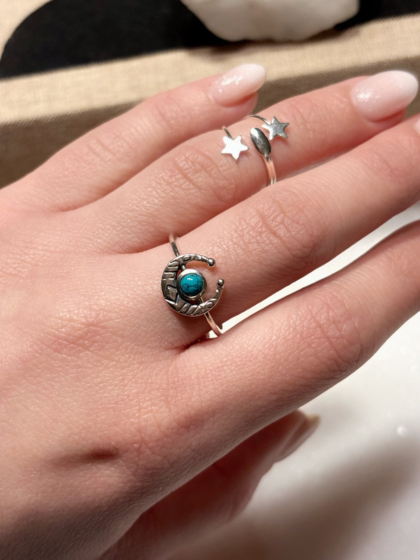 Anillo luna con piedra turquesa