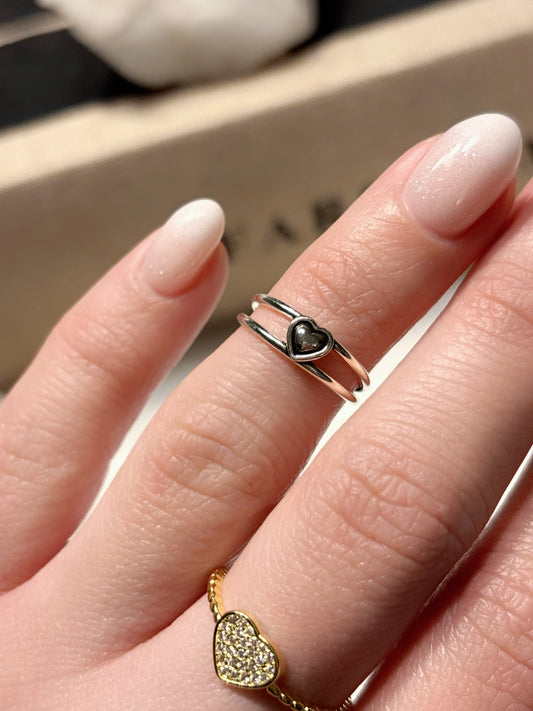 Anillo MIDI doble corazón