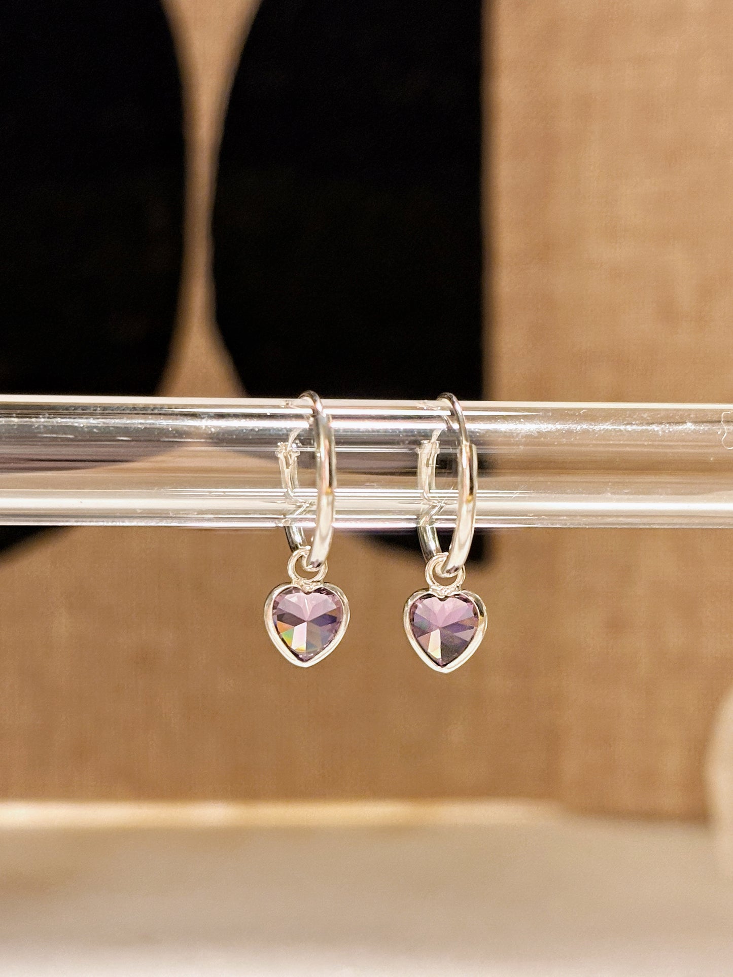 Aros argolla circón corazón