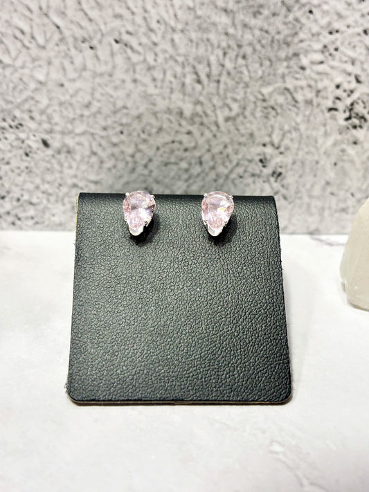 Aros enchapados en plata gota rosa pastel