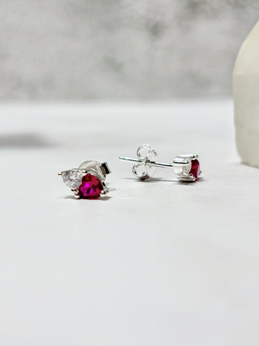 Aros corazón magenta