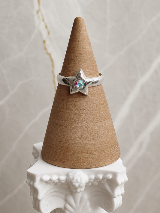 Anillo MIDI Estrella con Circón Tornasol