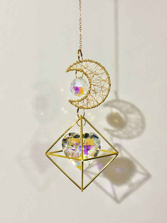 Atrapasol luna cristal corazón