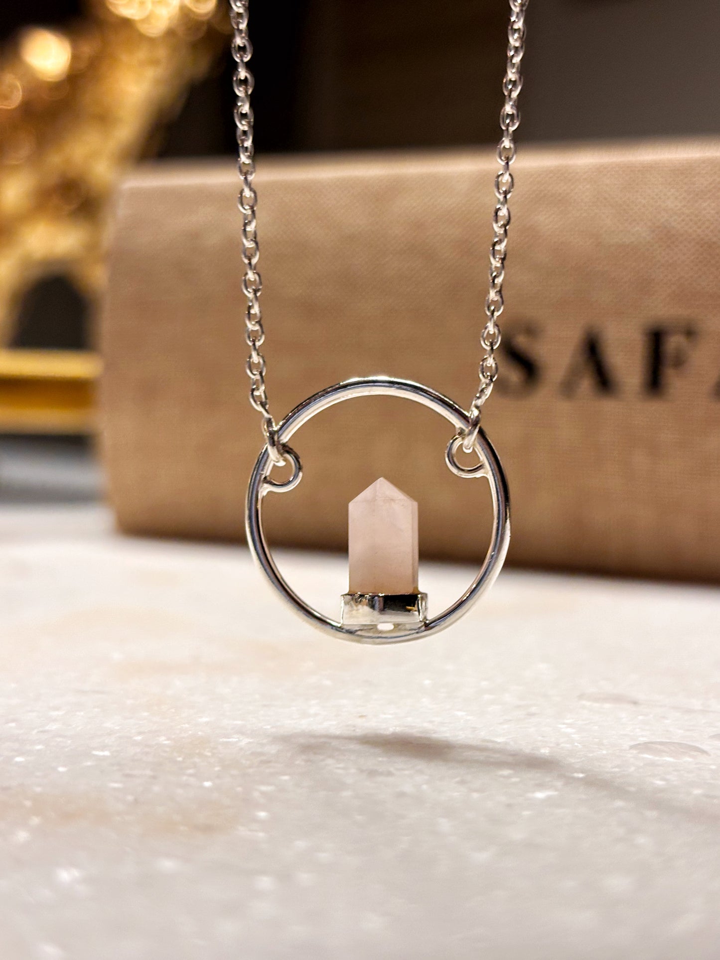 Collar punta Cuarzo Rosado