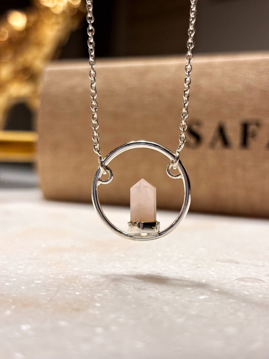 Collar punta Cuarzo Rosado